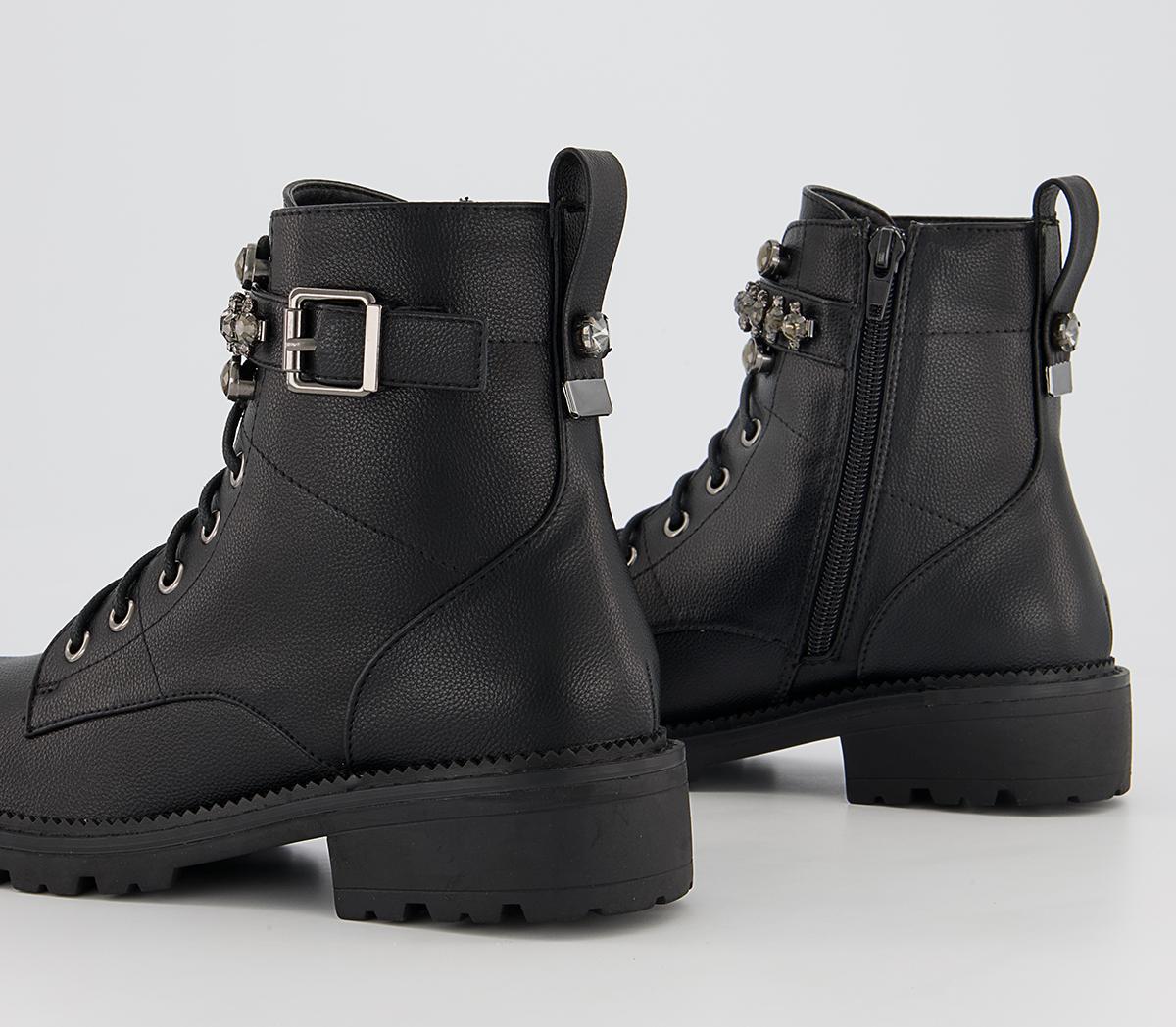 OFFICEAstonish Embellished Lace Up Ankle Boots OFFICEAstonish Embellished Lace Up Ankle BootsBlack