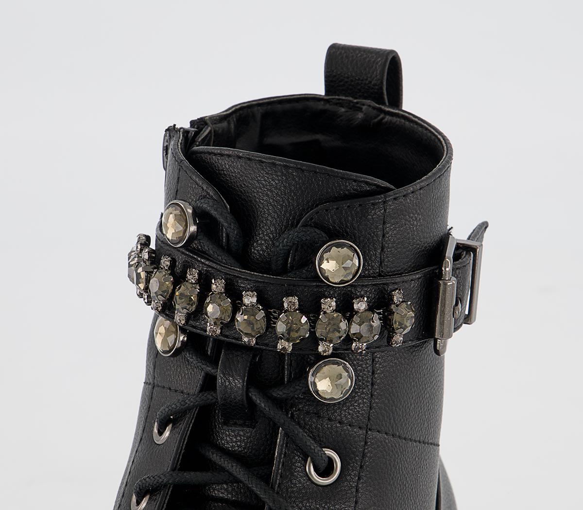 OFFICEAstonish Embellished Lace Up Ankle Boots OFFICEAstonish Embellished Lace Up Ankle BootsBlack