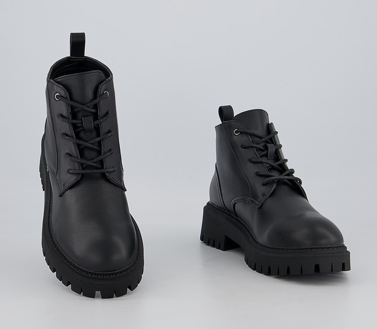 Office Annual Low Cut Lace Up Chunky Ankle Boots Office Annual Low Cut Lace Up Chunky Ankle Boots Black
