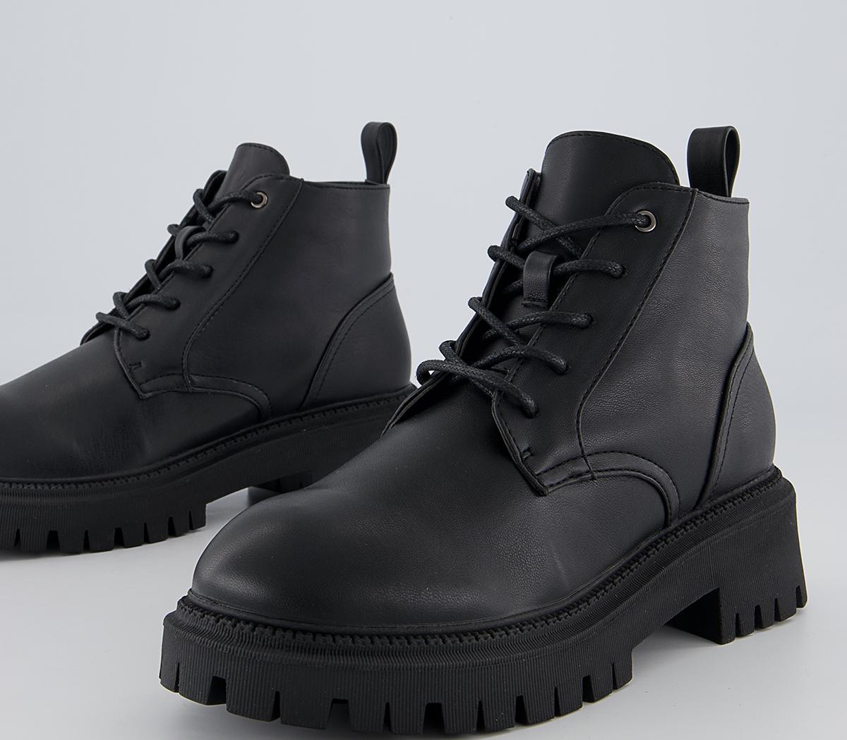 Office Annual Low Cut Lace Up Chunky Ankle Boots Office Annual Low Cut Lace Up Chunky Ankle Boots Black