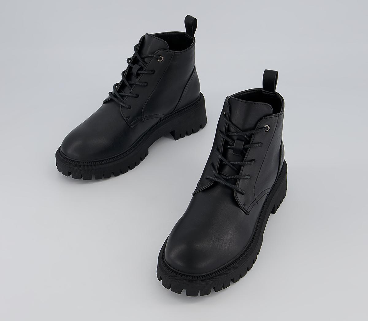 Office Annual Low Cut Lace Up Chunky Ankle Boots Office Annual Low Cut Lace Up Chunky Ankle Boots Black