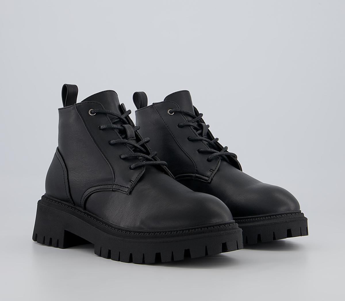 Office Annual Low Cut Lace Up Chunky Ankle Boots Office Annual Low Cut Lace Up Chunky Ankle Boots Black