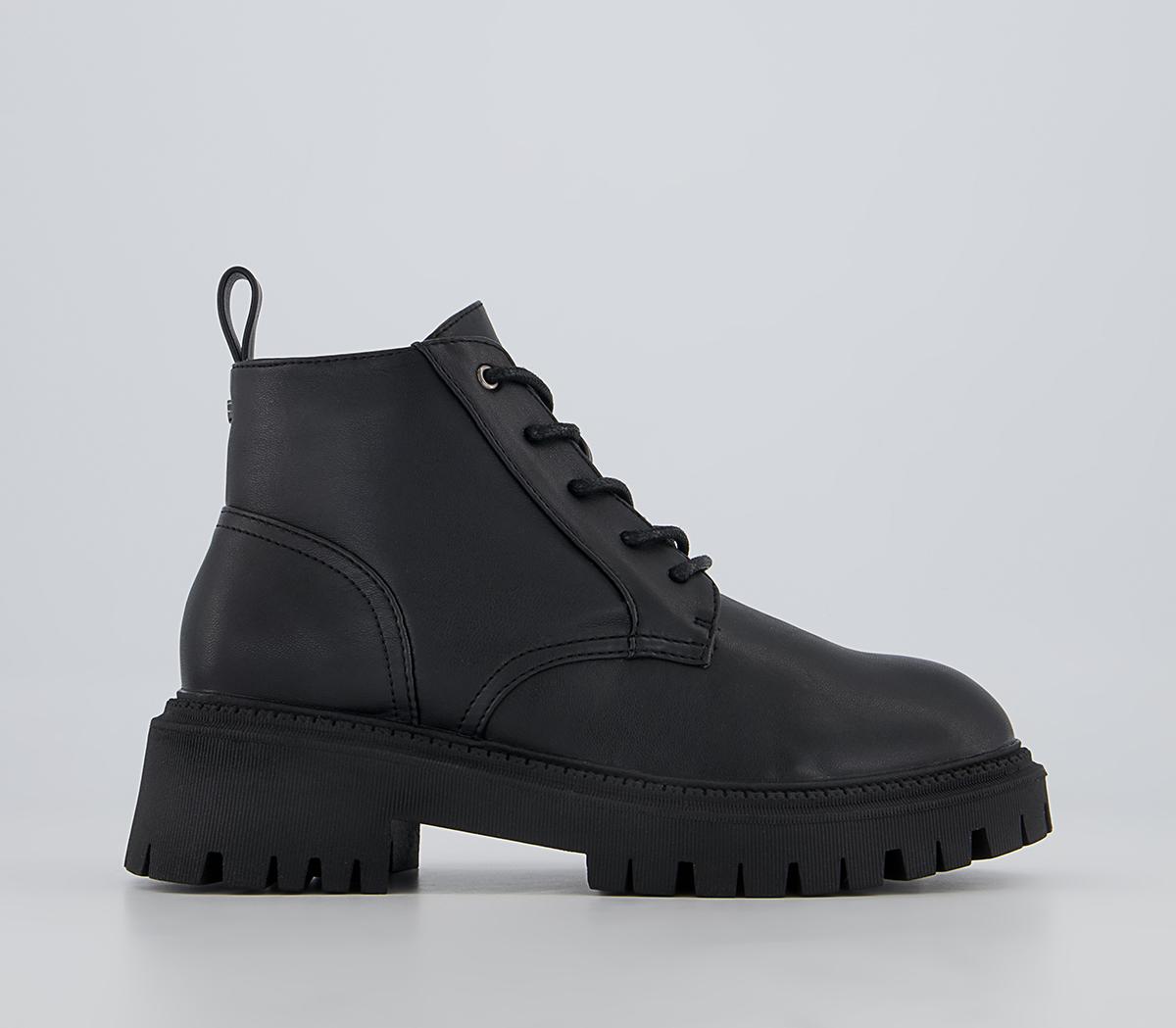 Office Annual Low Cut Lace Up Chunky Ankle Boots Office Annual Low Cut Lace Up Chunky Ankle Boots Black