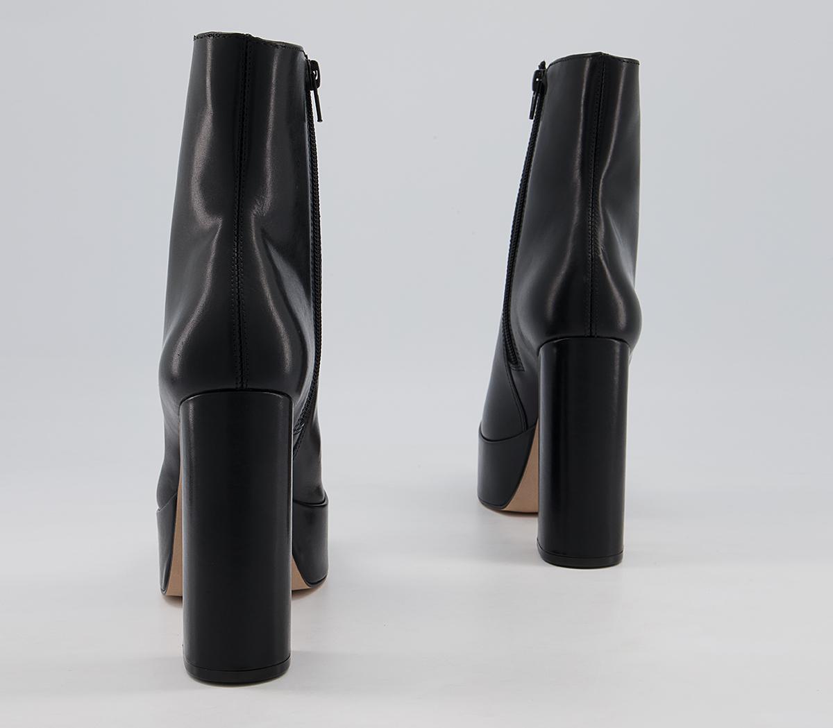 OFFICE Agree Platform Boots Black Leather - Women's Ankle Boots