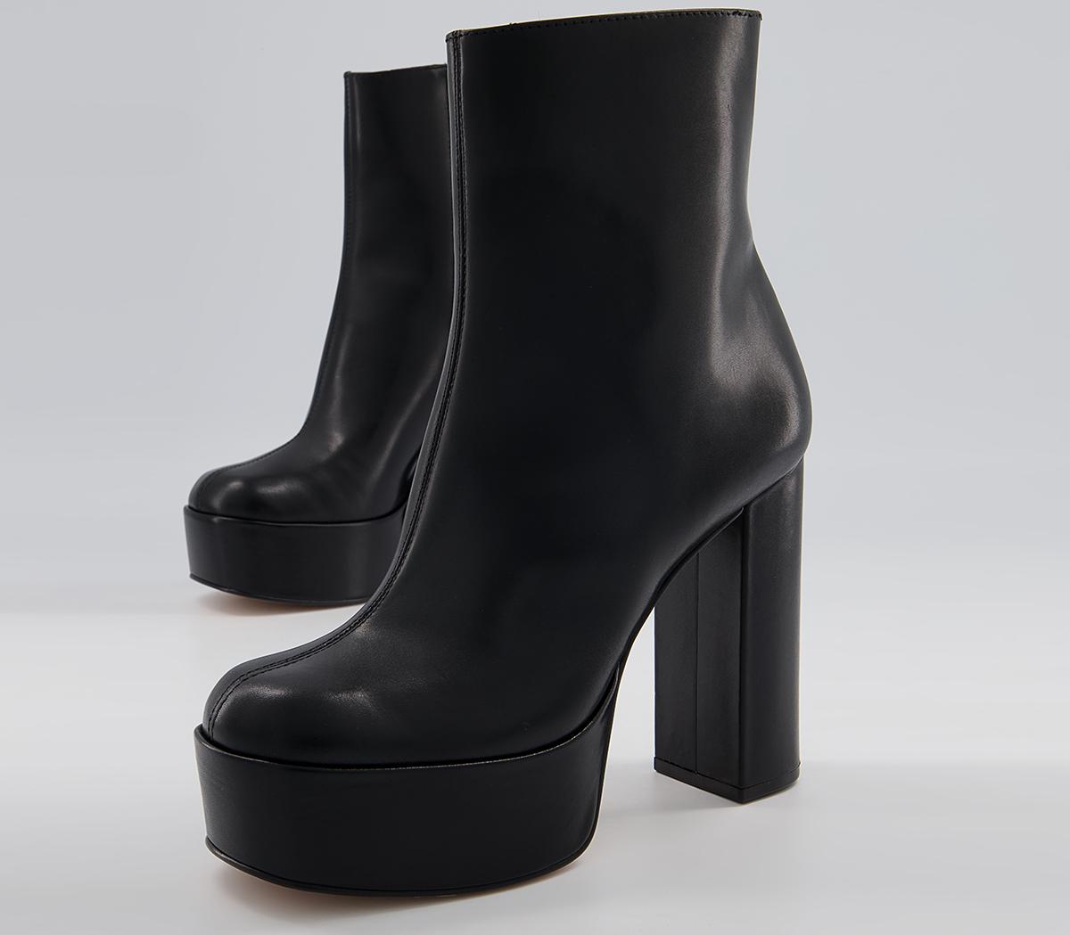 OFFICE Agree Platform Boots Black Leather - Women's Ankle Boots