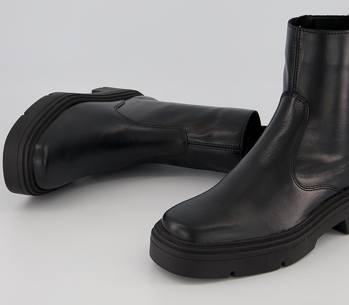 Office Admiring Sock Ankle Boots Office Admiring Sock Ankle Boots Black Leather
