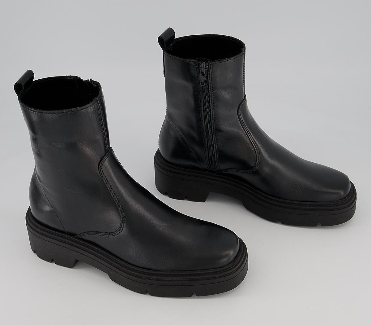 Office Admiring Sock Ankle Boots Office Admiring Sock Ankle Boots Black Leather