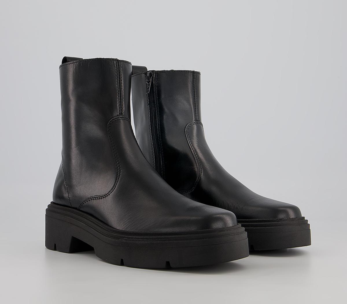 Office Admiring Sock Ankle Boots Office Admiring Sock Ankle Boots Black Leather