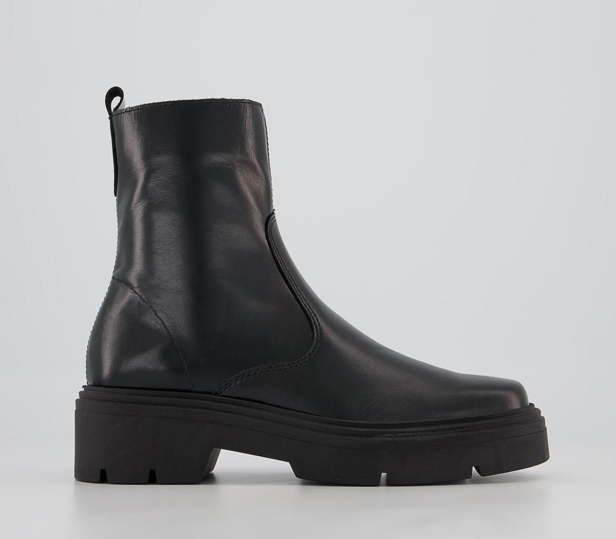 Office Admiring Sock Ankle Boots Office Admiring Sock Ankle Boots Black Leather