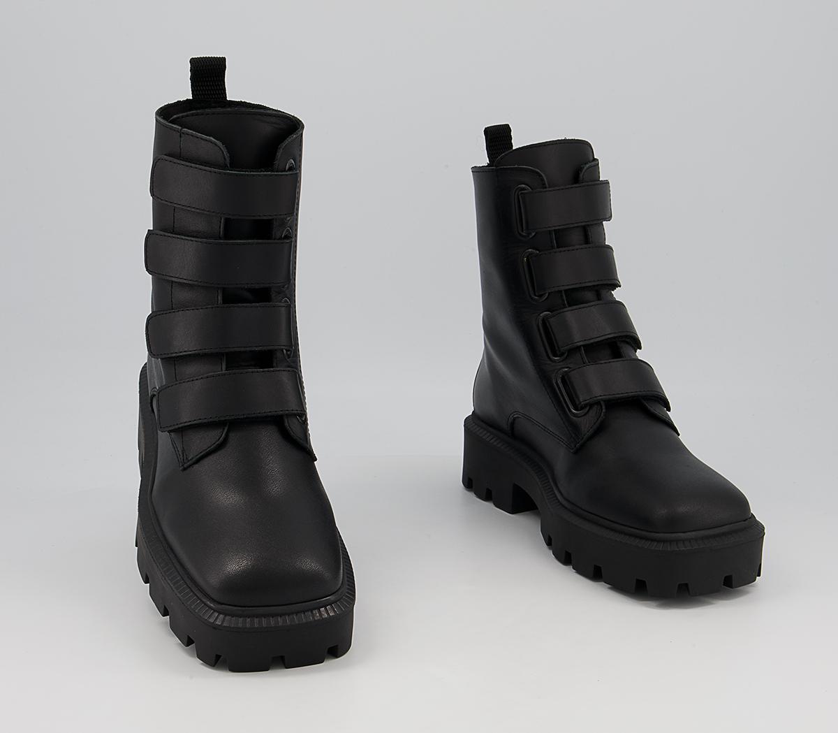 Office Agreed Velcro Boots Office Agreed Velcro Boots Black Leather
