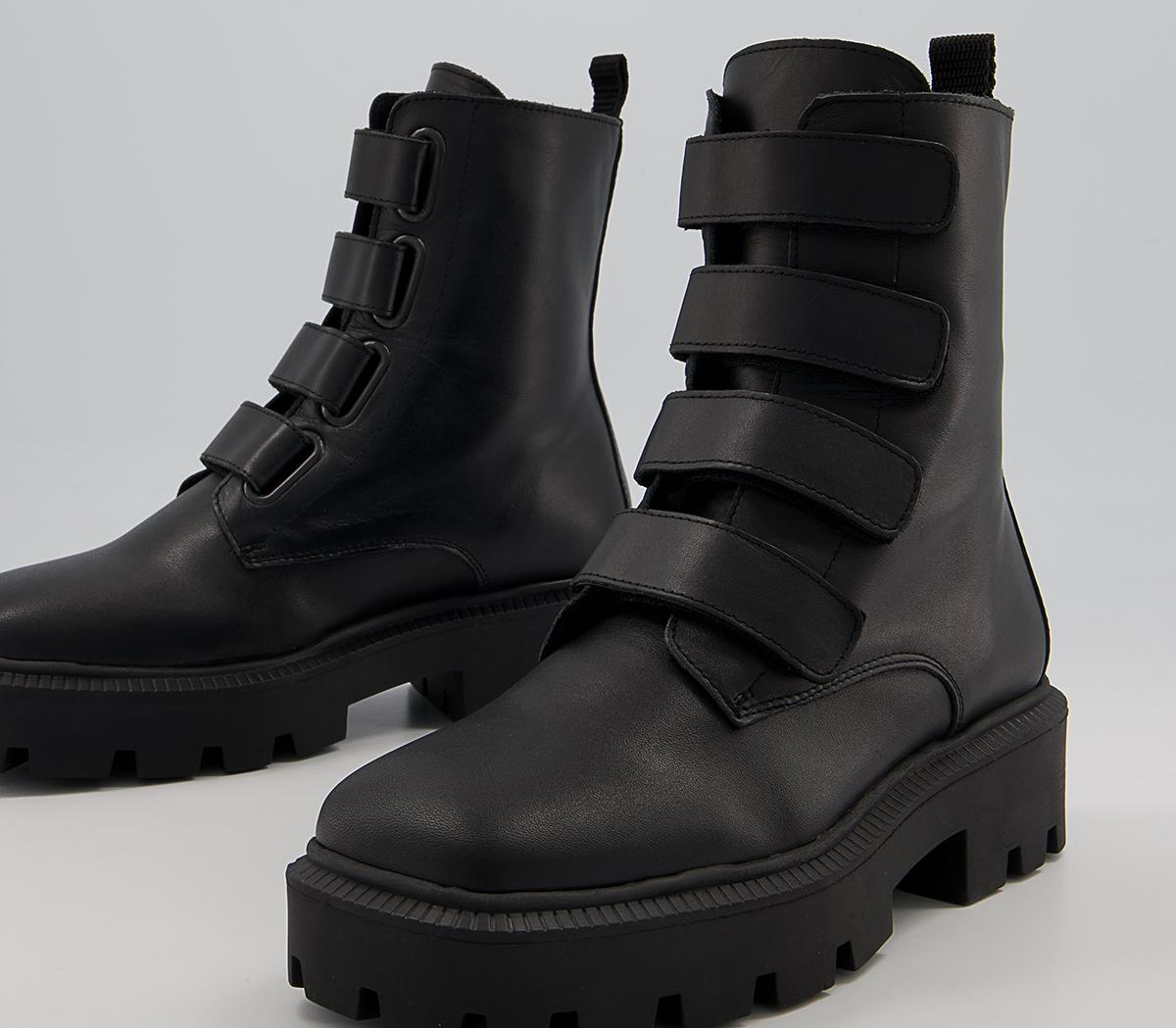 Office Agreed Velcro Boots Office Agreed Velcro Boots Black Leather