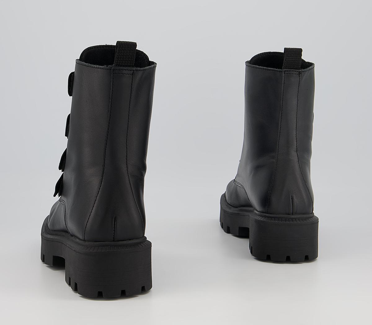 Office Agreed Velcro Boots Office Agreed Velcro Boots Black Leather