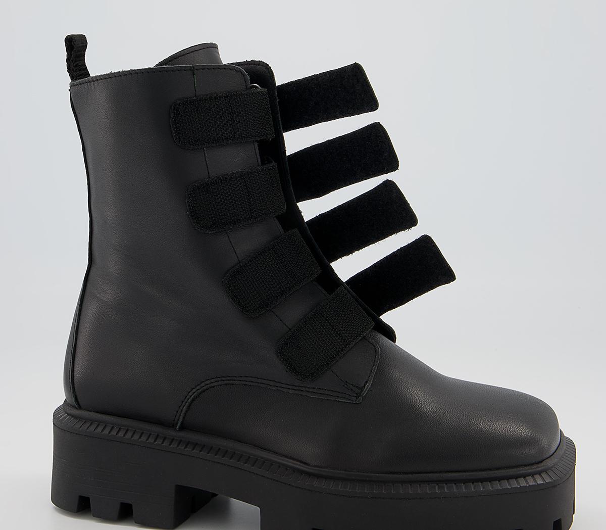 Office Agreed Velcro Boots Office Agreed Velcro Boots Black Leather