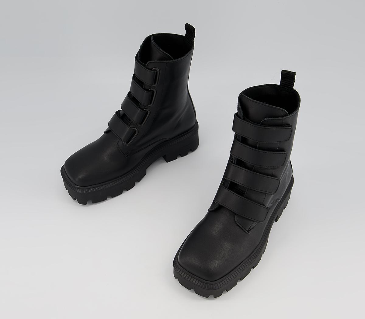 Office Agreed Velcro Boots Office Agreed Velcro Boots Black Leather