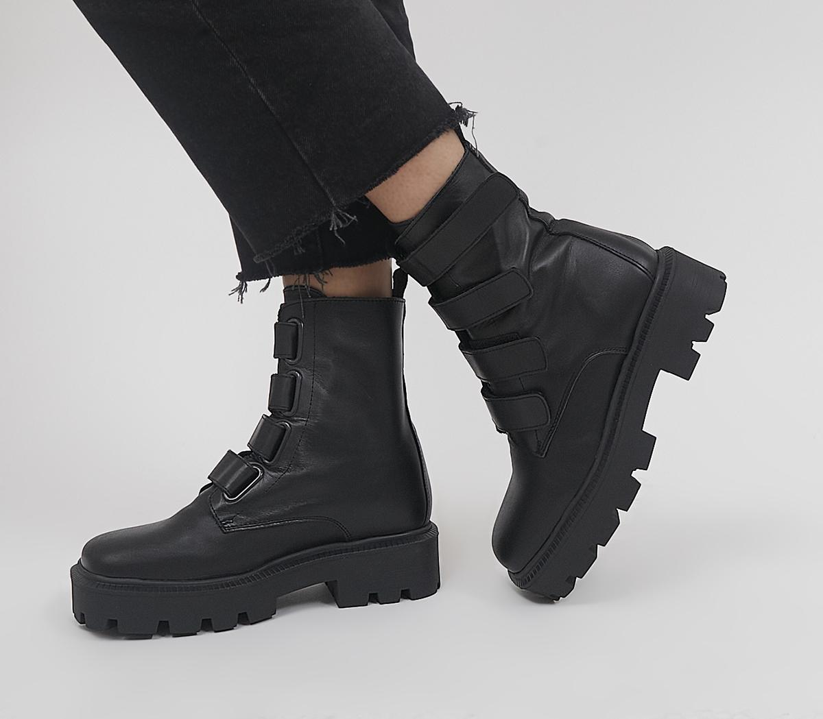OfficeAgreed Velcro BootsBlack Leather