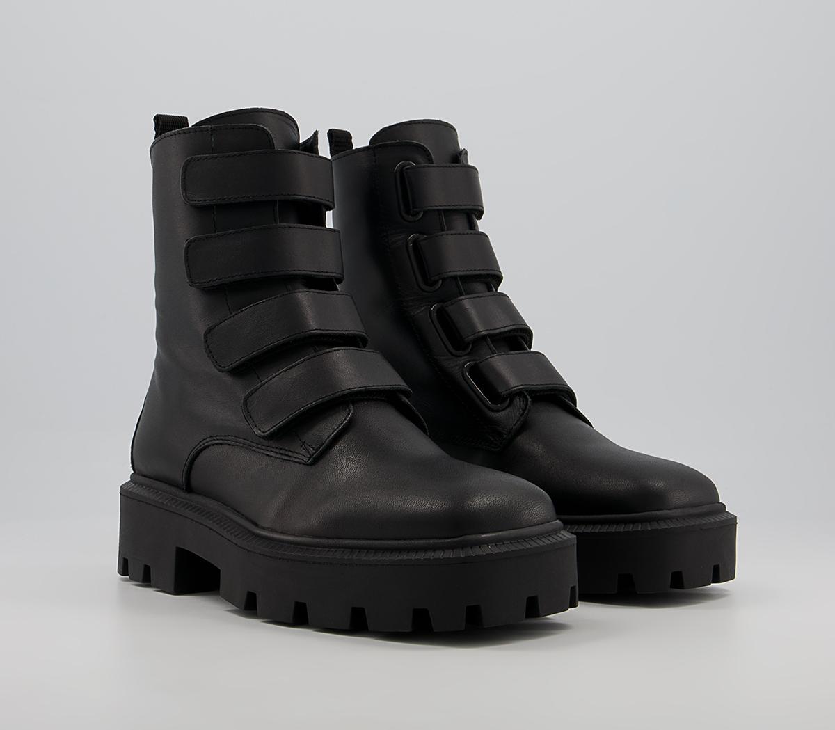 Office Agreed Velcro Boots Office Agreed Velcro Boots Black Leather