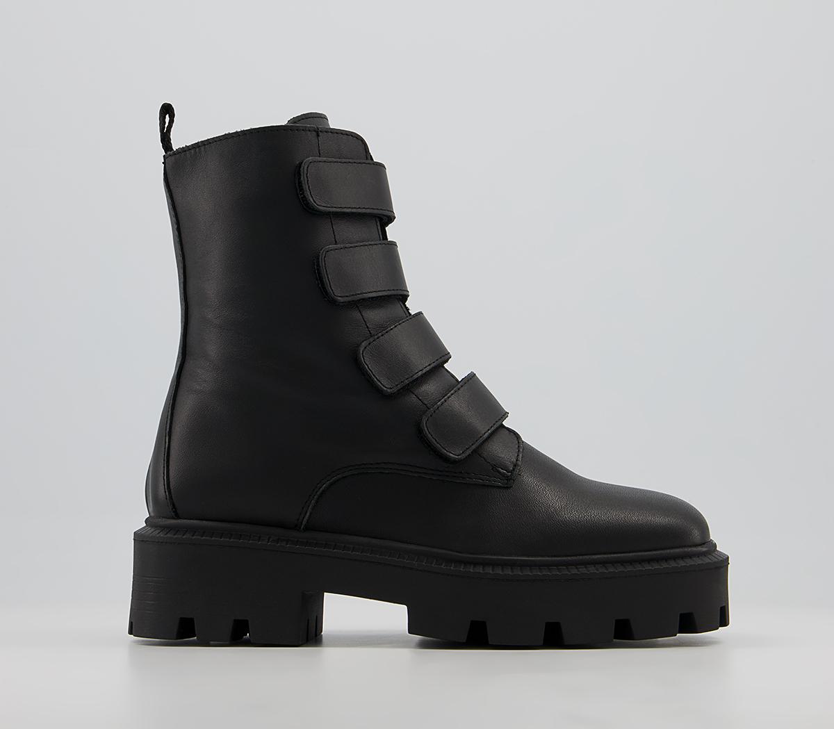Office Agreed Velcro Boots Office Agreed Velcro Boots Black Leather