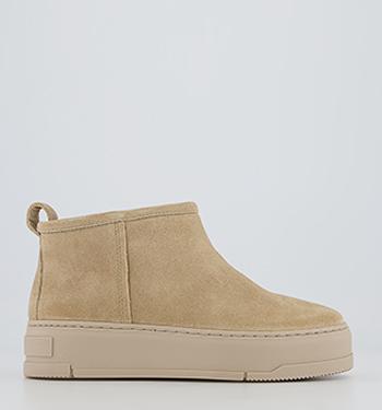 Vagabond Shoemakers Judy Low Slip On Boots Beige Suede