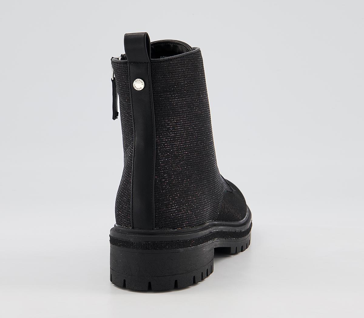 Office Amira Lace Up Ankle Boots Office Amira Lace Up Ankle Boots Black Silver Glitter
