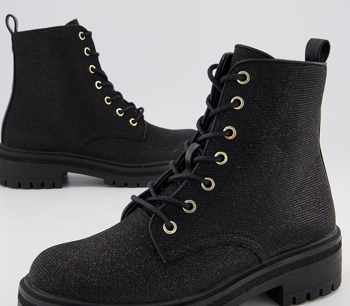 Office Amira Lace Up Ankle Boots Office Amira Lace Up Ankle Boots Black Silver Glitter