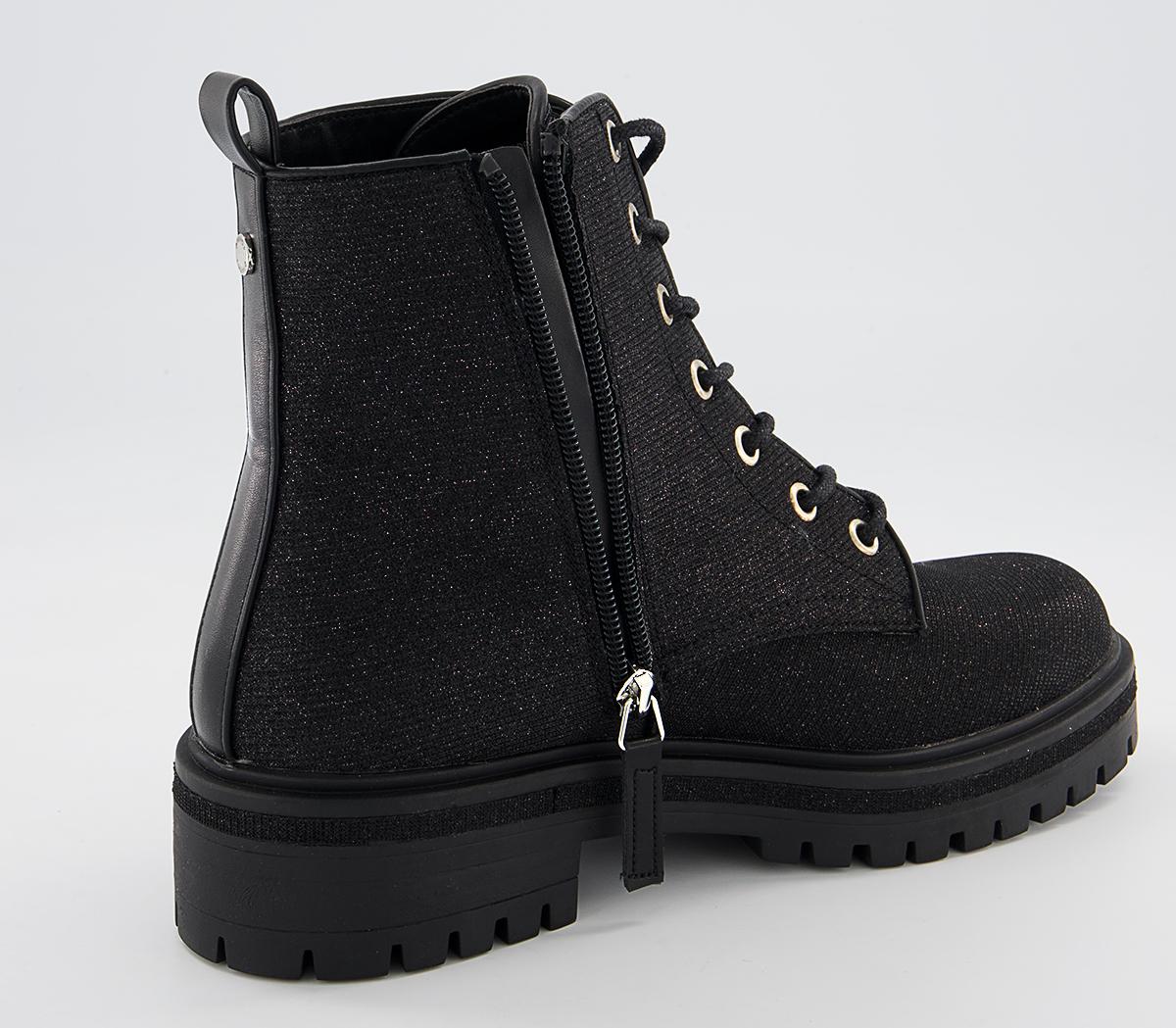 Office Amira Lace Up Ankle Boots Office Amira Lace Up Ankle Boots Black Silver Glitter
