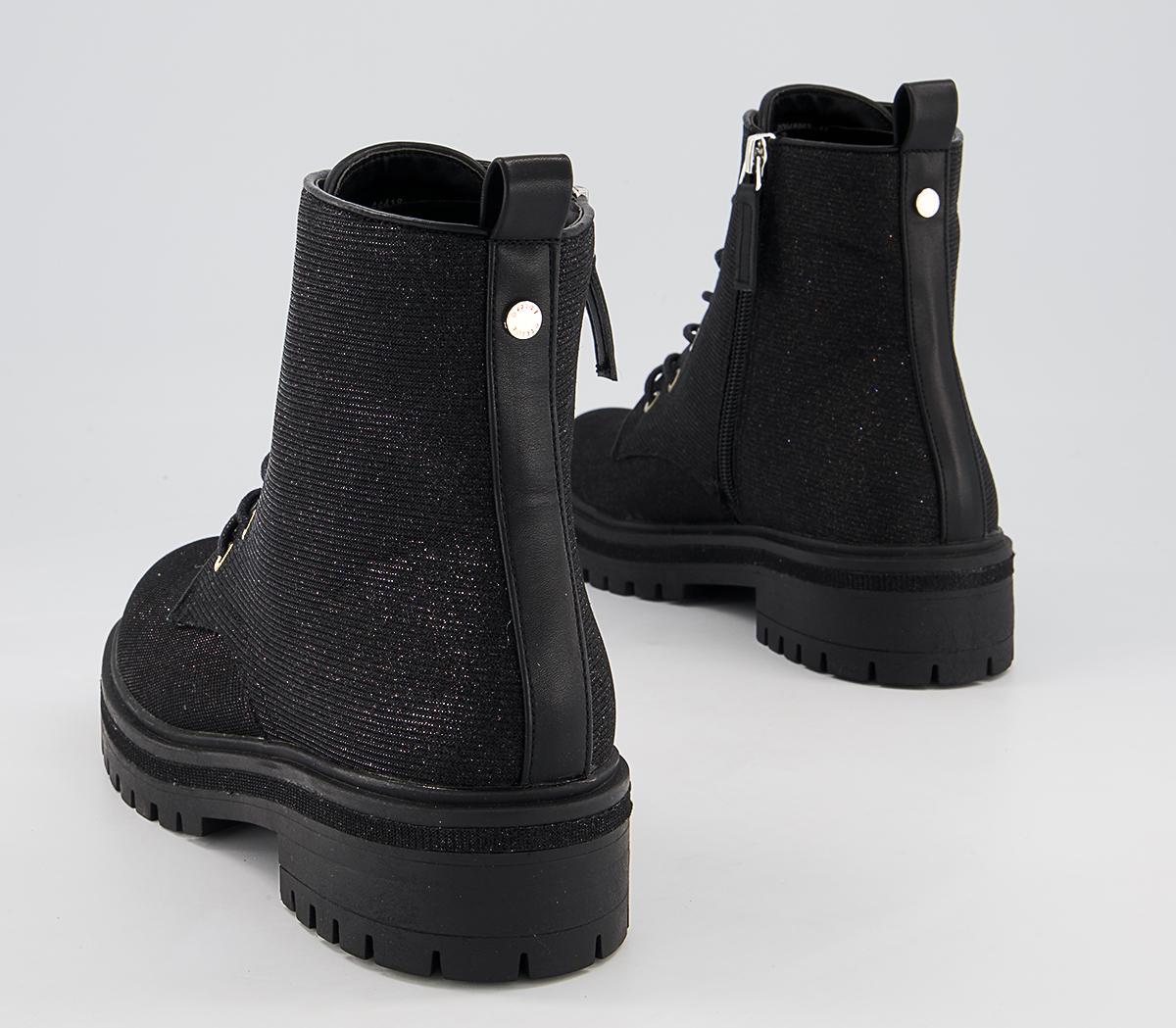 Office Amira Lace Up Ankle Boots Office Amira Lace Up Ankle Boots Black Silver Glitter