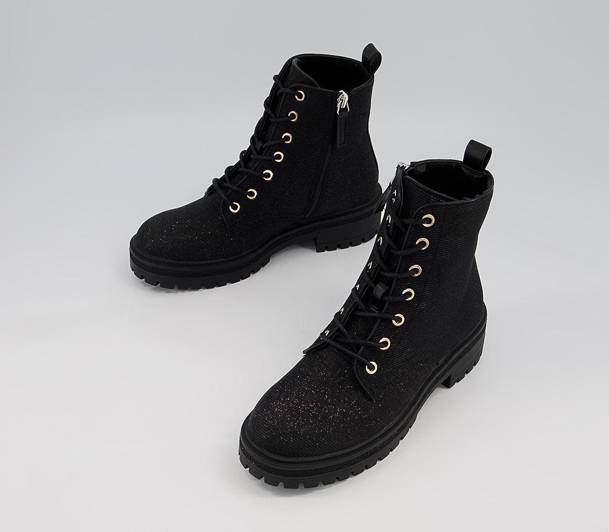 Office Amira Lace Up Ankle Boots Office Amira Lace Up Ankle Boots Black Silver Glitter