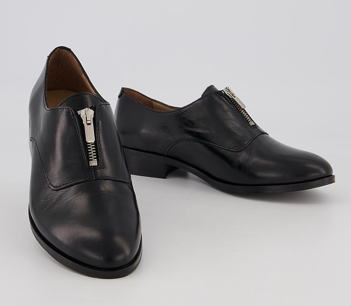 Office Farly Front Zip Slip On Flats Office Farly Front Zip Slip On Flats Black Leather
