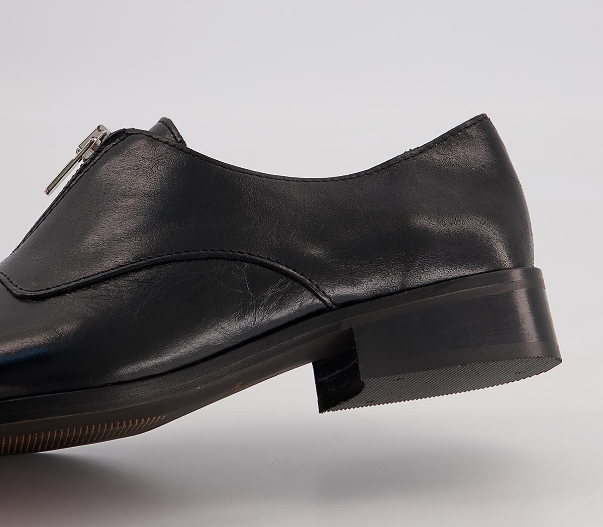 Office Farly Front Zip Slip On Flats Office Farly Front Zip Slip On Flats Black Leather