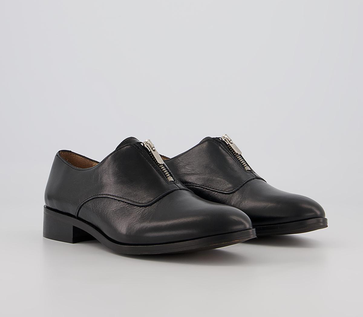 Office Farly Front Zip Slip On Flats Office Farly Front Zip Slip On Flats Black Leather