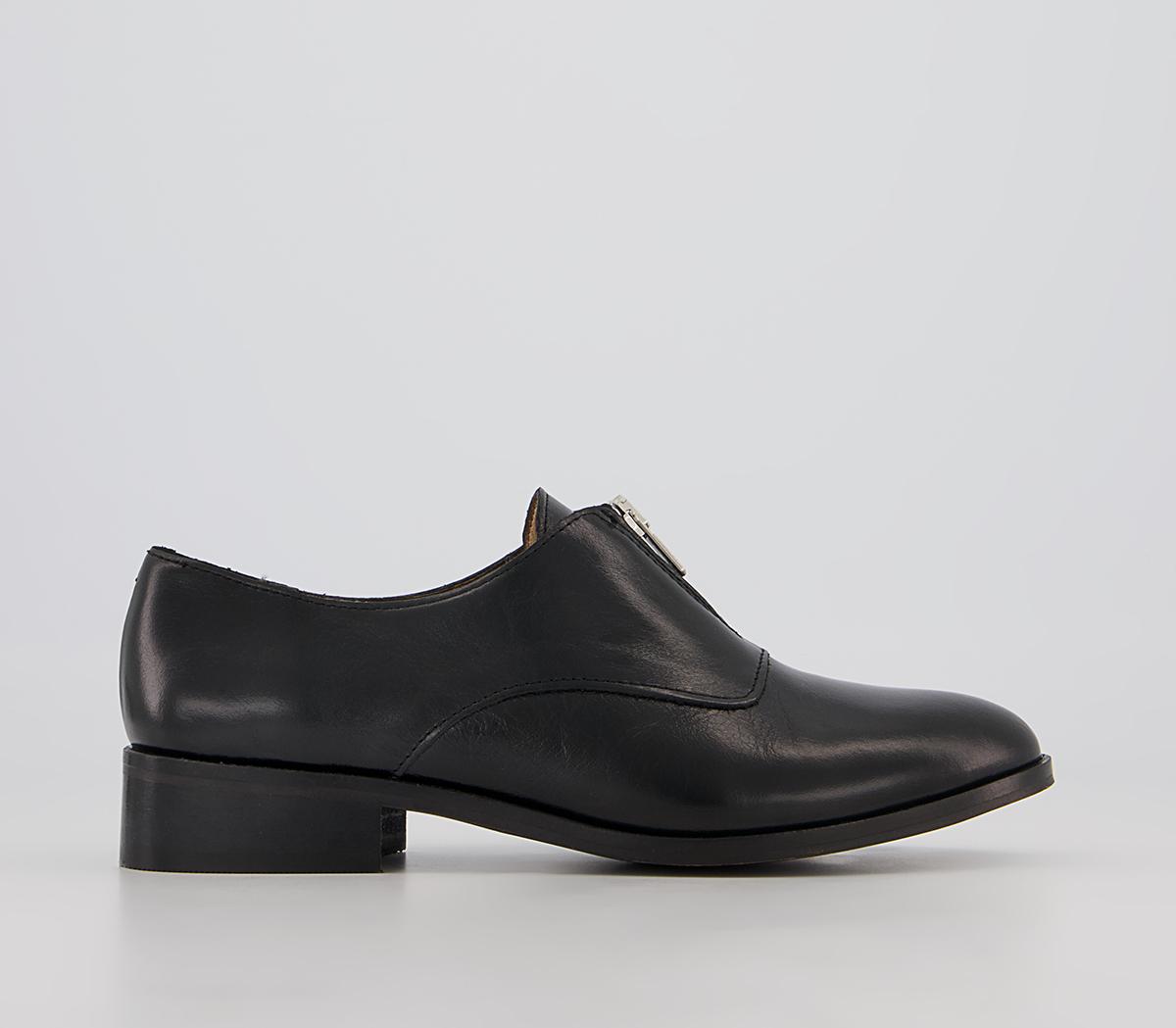 Office Farly Front Zip Slip On Flats Office Farly Front Zip Slip On Flats Black Leather