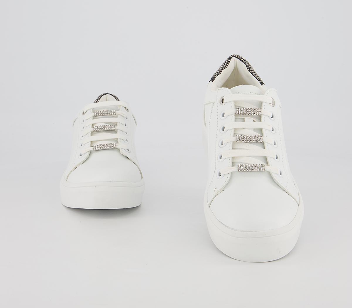 Office Field Lace Up Embellished Trainers Office Field Lace Up Embellished Trainers White Embellished