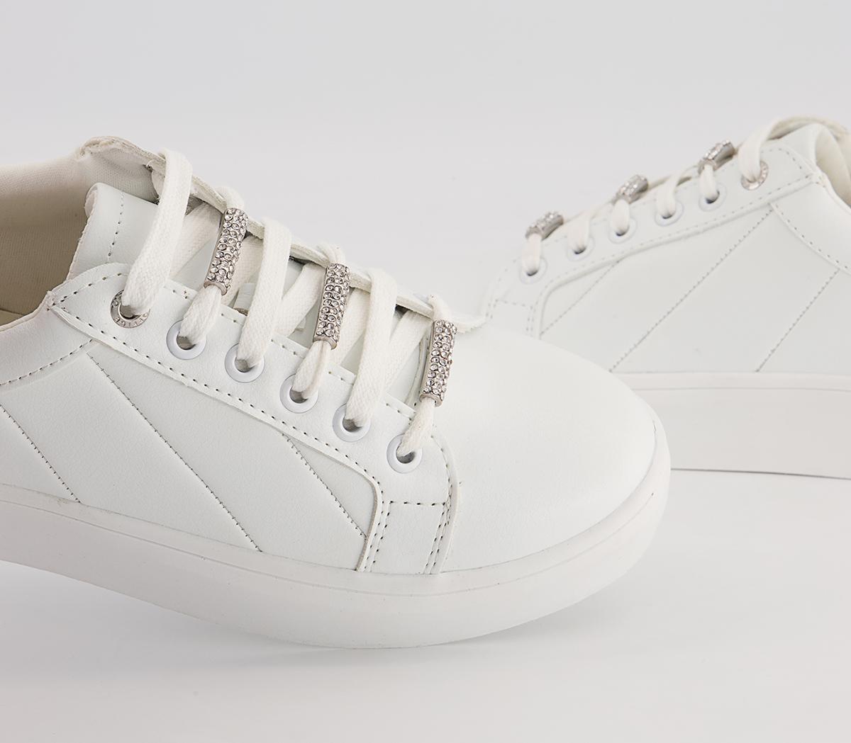 Office Field Lace Up Embellished Trainers Office Field Lace Up Embellished Trainers White Embellished