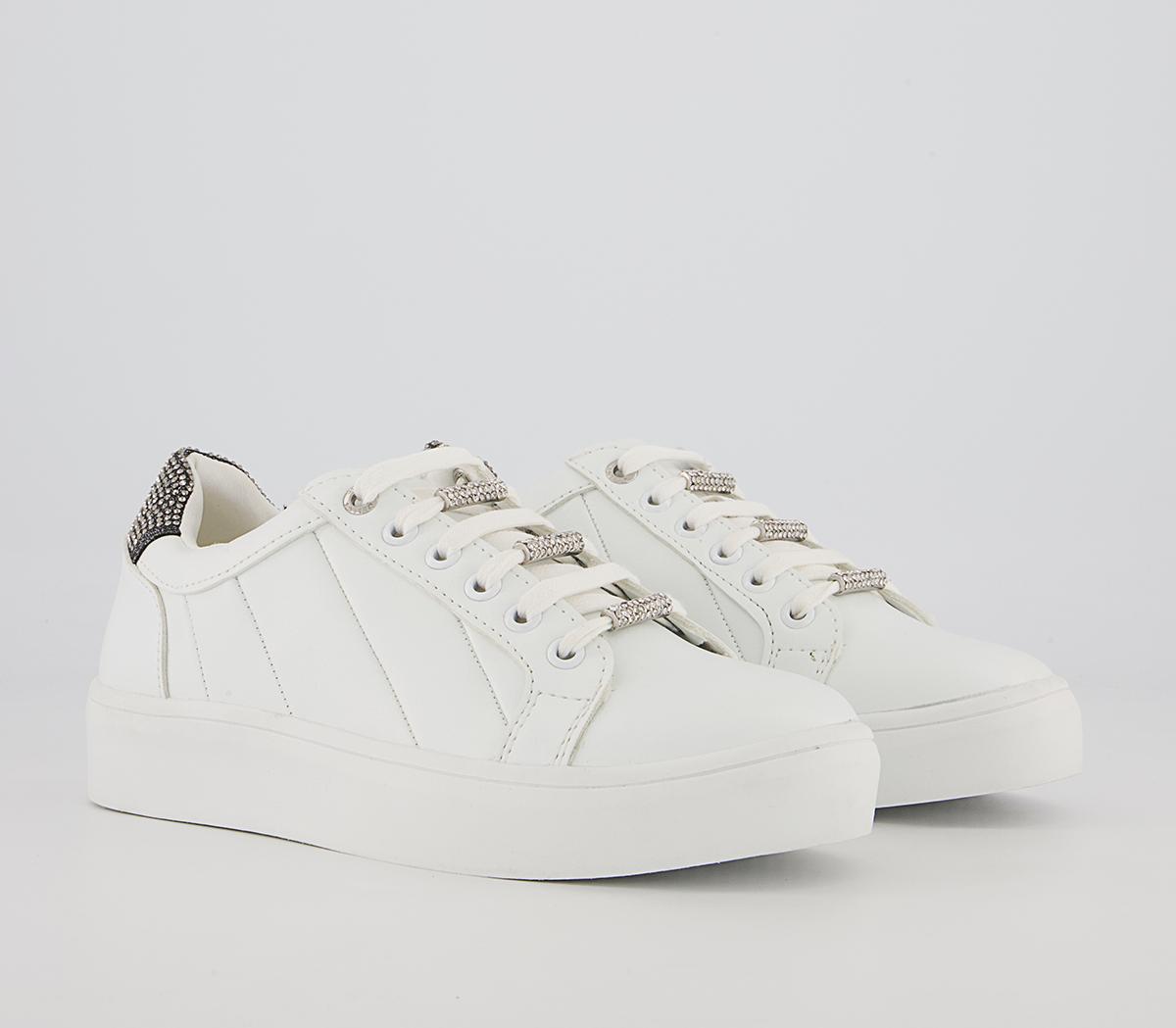 Office Field Lace Up Embellished Trainers Office Field Lace Up Embellished Trainers White Embellished