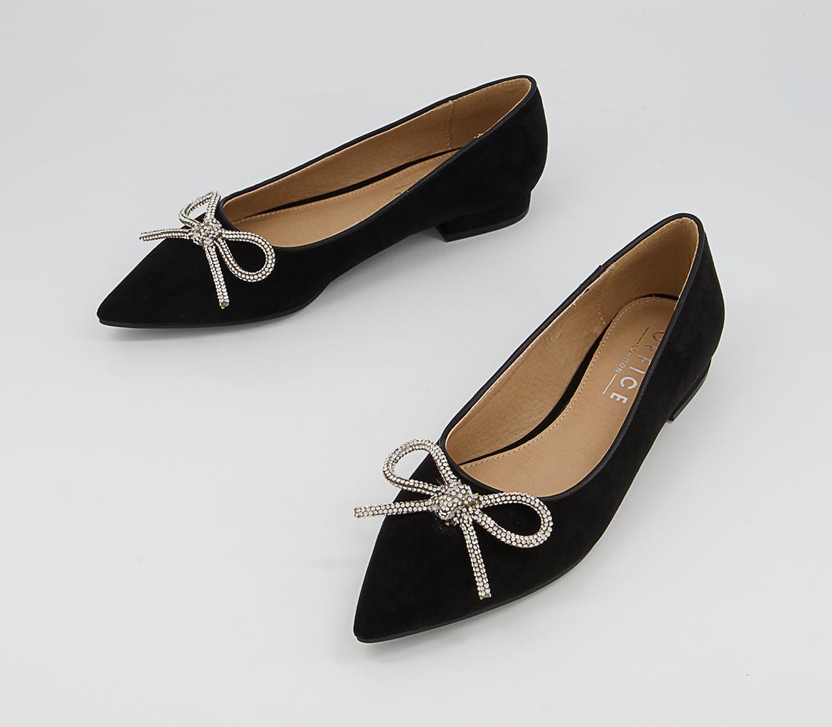 OFFICE Fairytale Bow Flat Pumps Black Embellished - Flat Shoes for Women