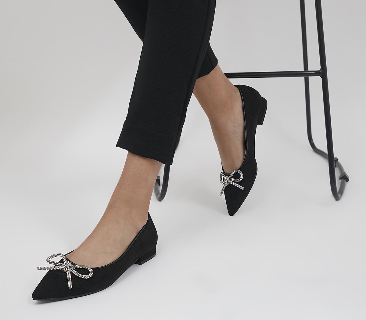 Odysseus følelsesmæssig Skygge OFFICE Fairytale Bow Flat Pumps Black Embellished - Flat Shoes for Women