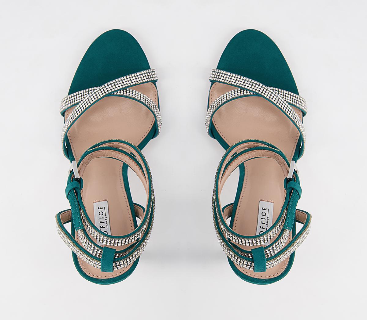 Office Harli Diamante Heeled Sandals Office Harli Diamante Heeled Sandals Emerald Suede