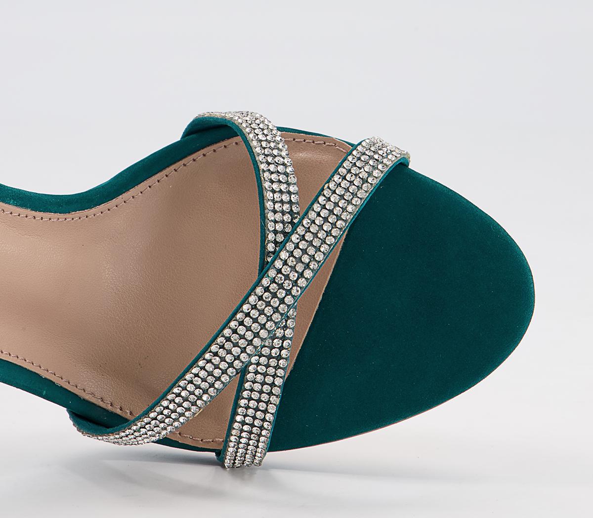 Office Harli Diamante Heeled Sandals Office Harli Diamante Heeled Sandals Emerald Suede