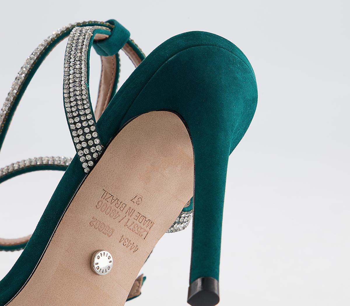 Office Harli Diamante Heeled Sandals Office Harli Diamante Heeled Sandals Emerald Suede