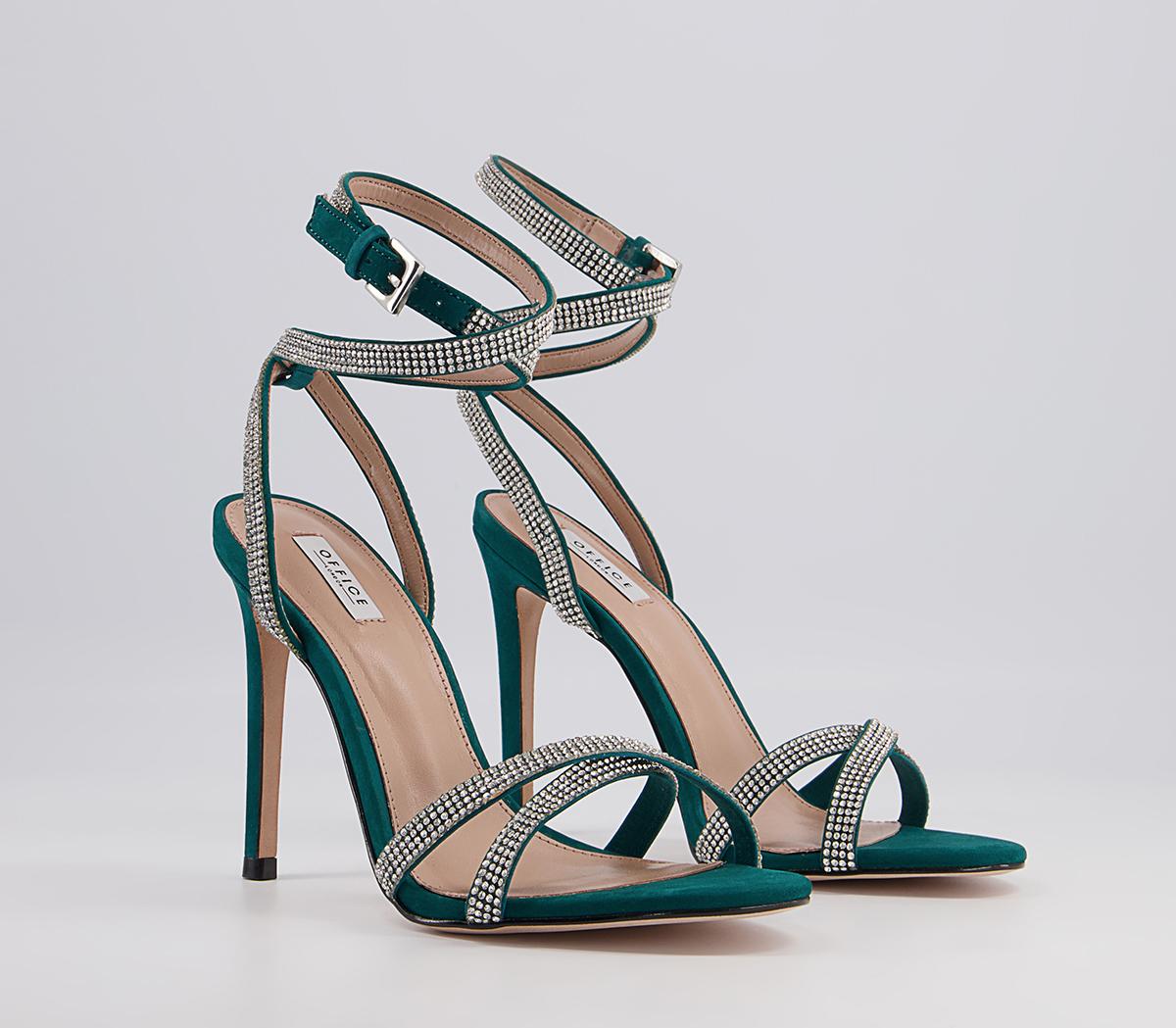 Office Harli Diamante Heeled Sandals Office Harli Diamante Heeled Sandals Emerald Suede