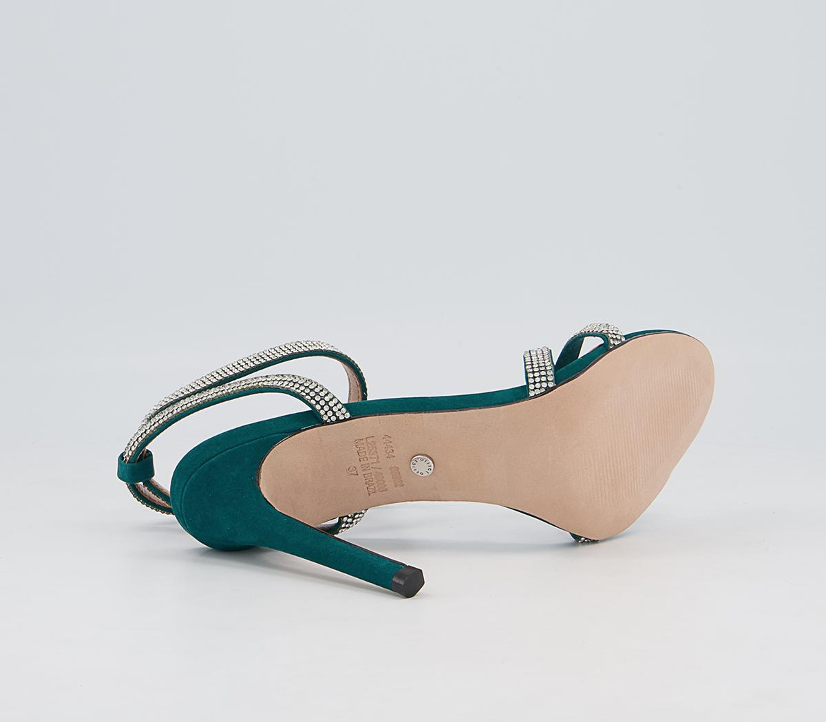Office Harli Diamante Heeled Sandals Office Harli Diamante Heeled Sandals Emerald Suede