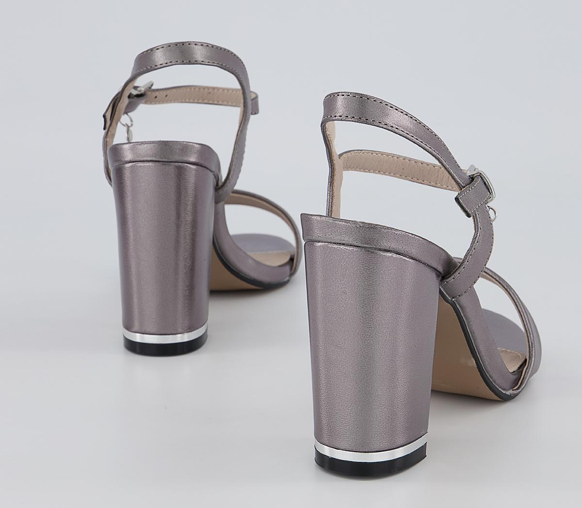 Office Hailey Simple Two Part Block Heeled Sandals Office Hailey Simple Two Part Block Heeled Sandals Pewter