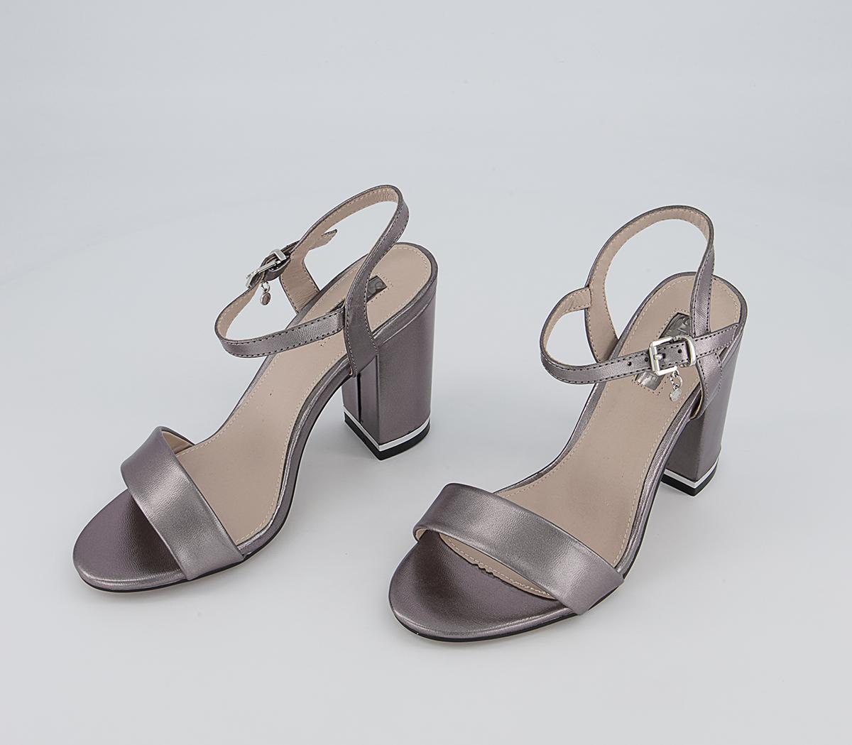 Office Hailey Simple Two Part Block Heeled Sandals Office Hailey Simple Two Part Block Heeled Sandals Pewter