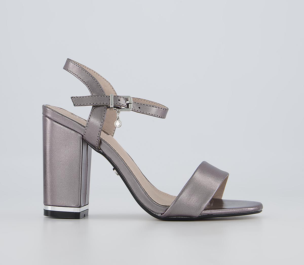 Office Hailey Simple Two Part Block Heeled Sandals Office Hailey Simple Two Part Block Heeled Sandals Pewter