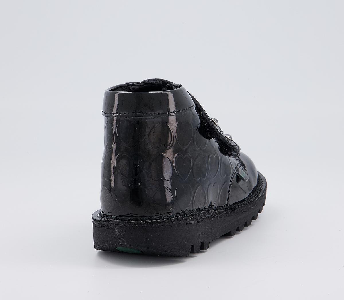 Kickers Kick Hi V Infant Boots Kickers Kick Hi V Infant Boots Black Patent Heart Leather