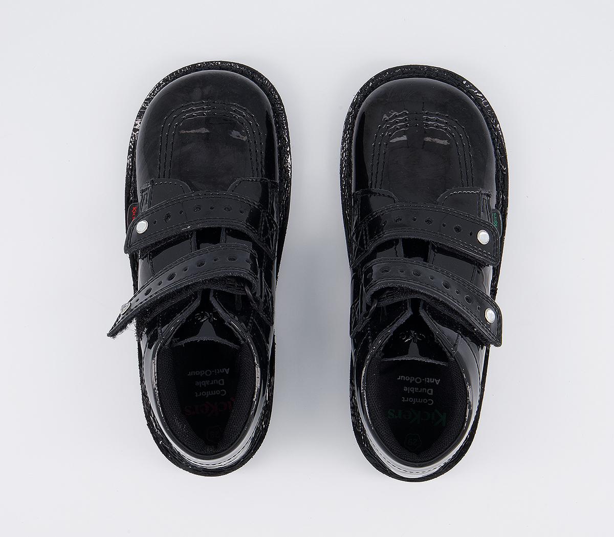 Kickers Kick Hi V Infant Boots Kickers Kick Hi V Infant Boots Black Patent Heart Leather