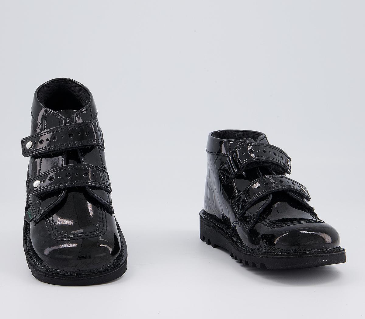 Kickers Kick Hi V Infant Boots Kickers Kick Hi V Infant Boots Black Patent Heart Leather