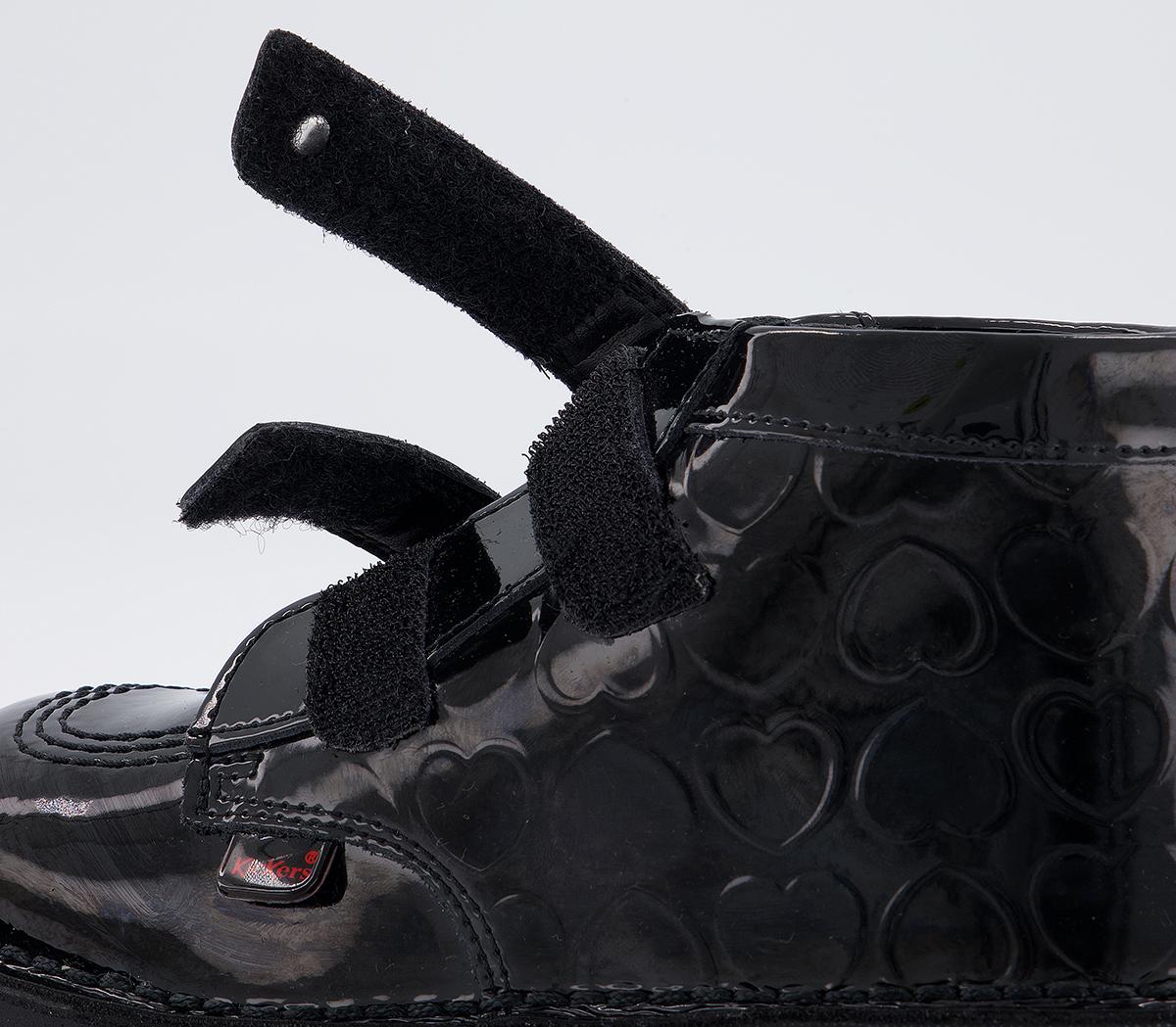 Kickers Kick Hi V Infant Boots Kickers Kick Hi V Infant Boots Black Patent Heart Leather