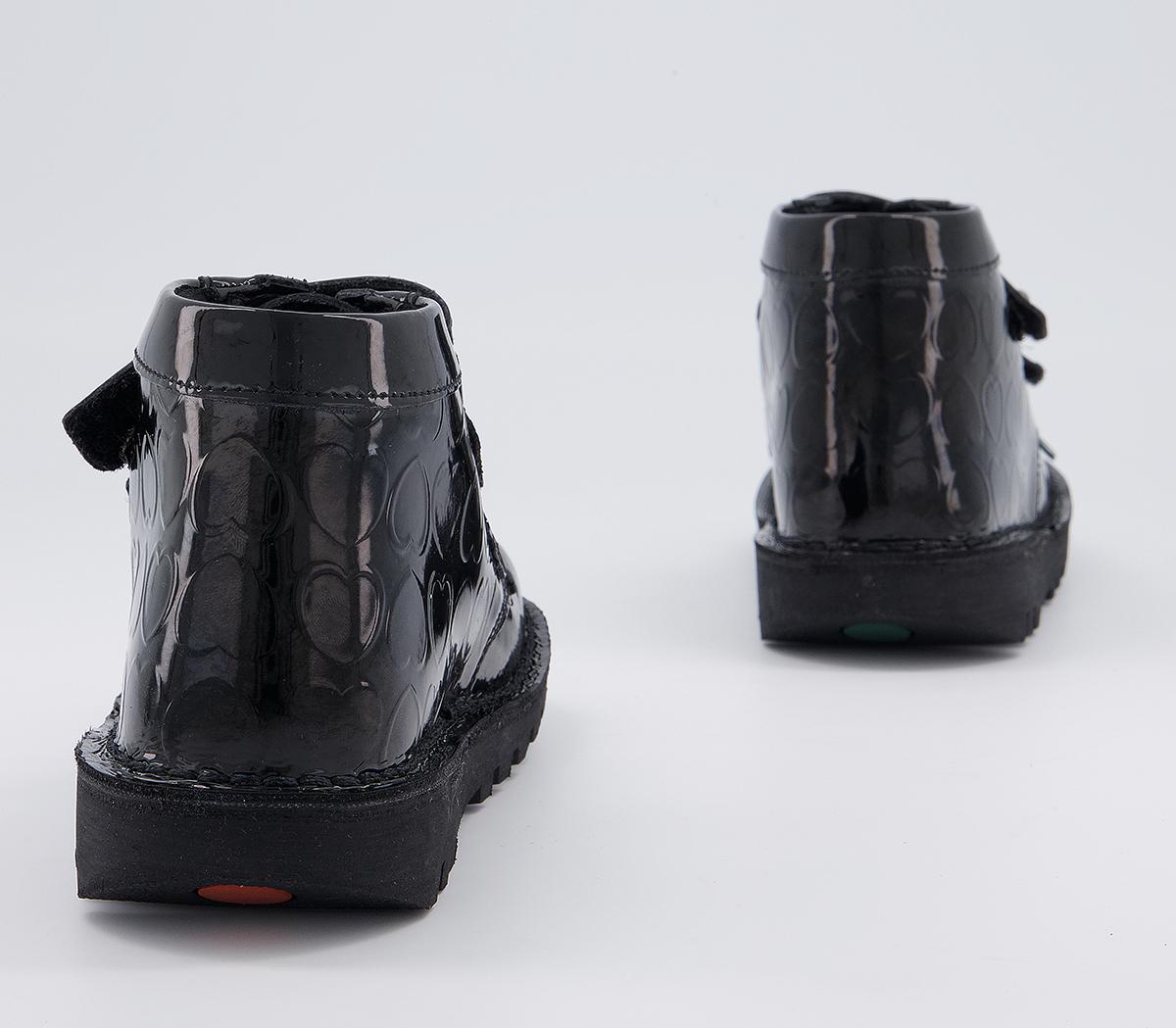 Kickers Kick Hi V Infant Boots Kickers Kick Hi V Infant Boots Black Patent Heart Leather