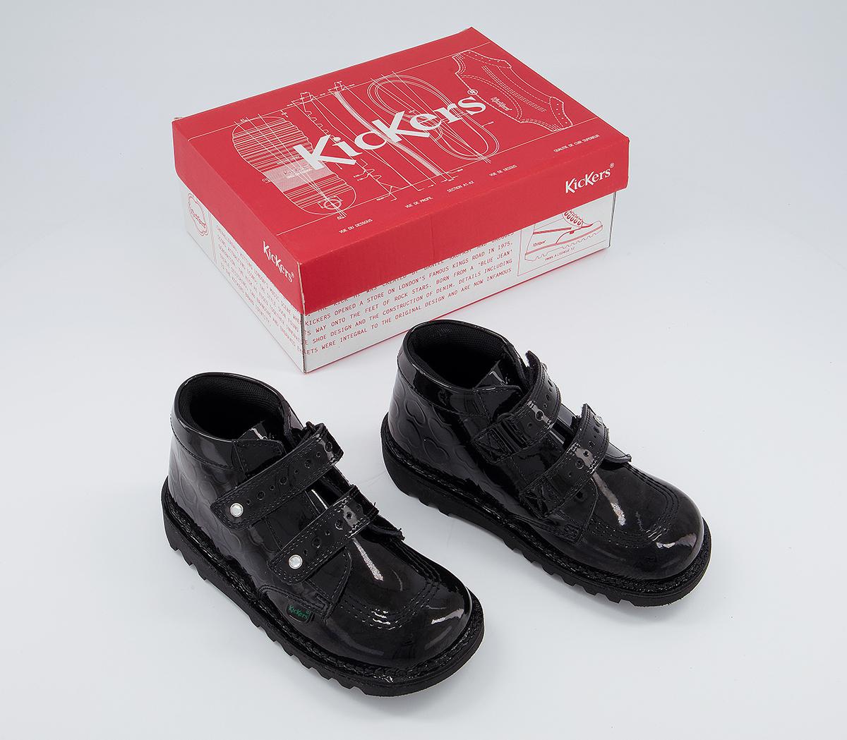 Kickers Kick Hi V Infant Boots Kickers Kick Hi V Infant Boots Black Patent Heart Leather